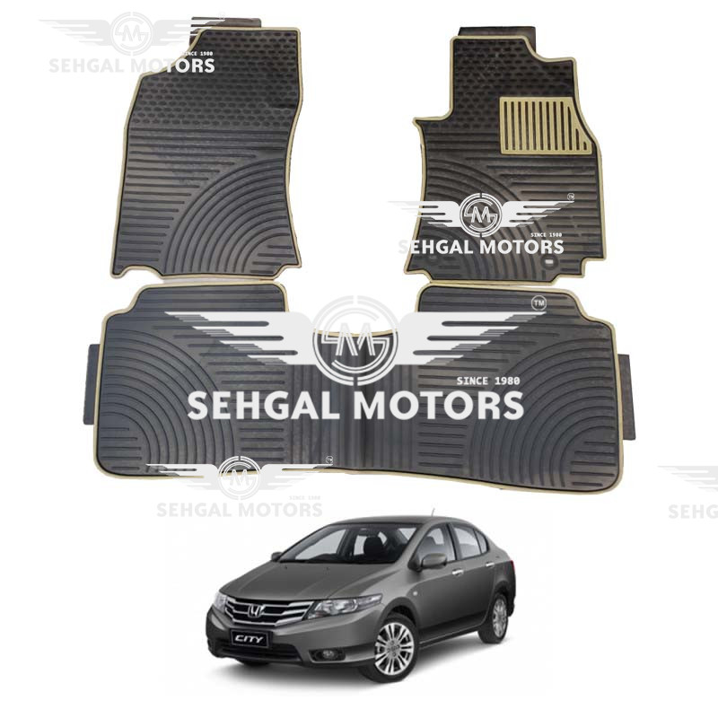 Honda City Rubber Floor Mat Smoke with Beige Border 3pcs Model 2008 - 2021