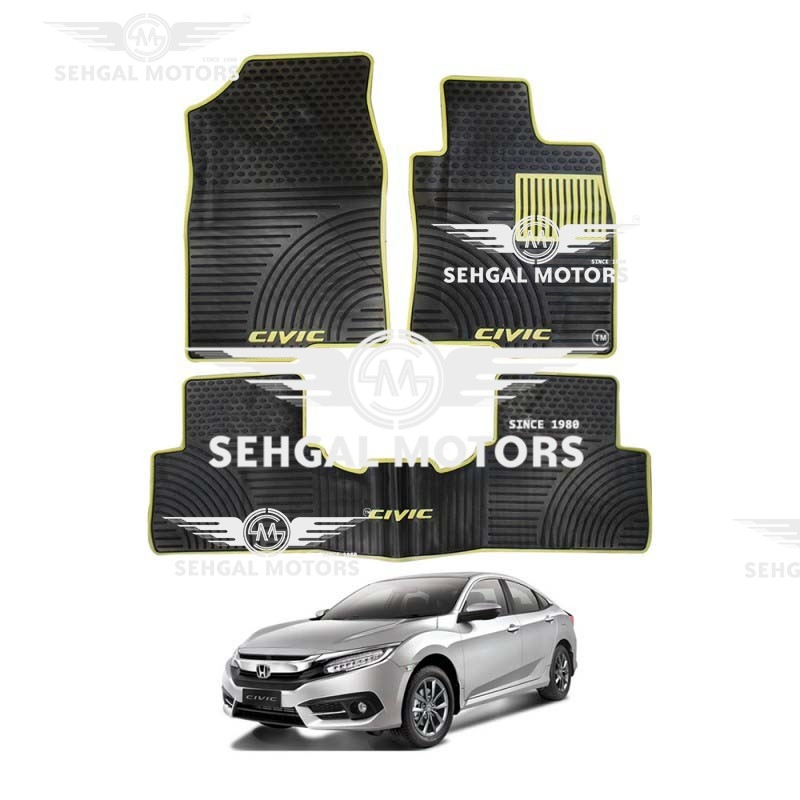 Honda Civic Silicone Floor Mat 2016 Smoke with Beige border 3pcs Model 2012 - 2016