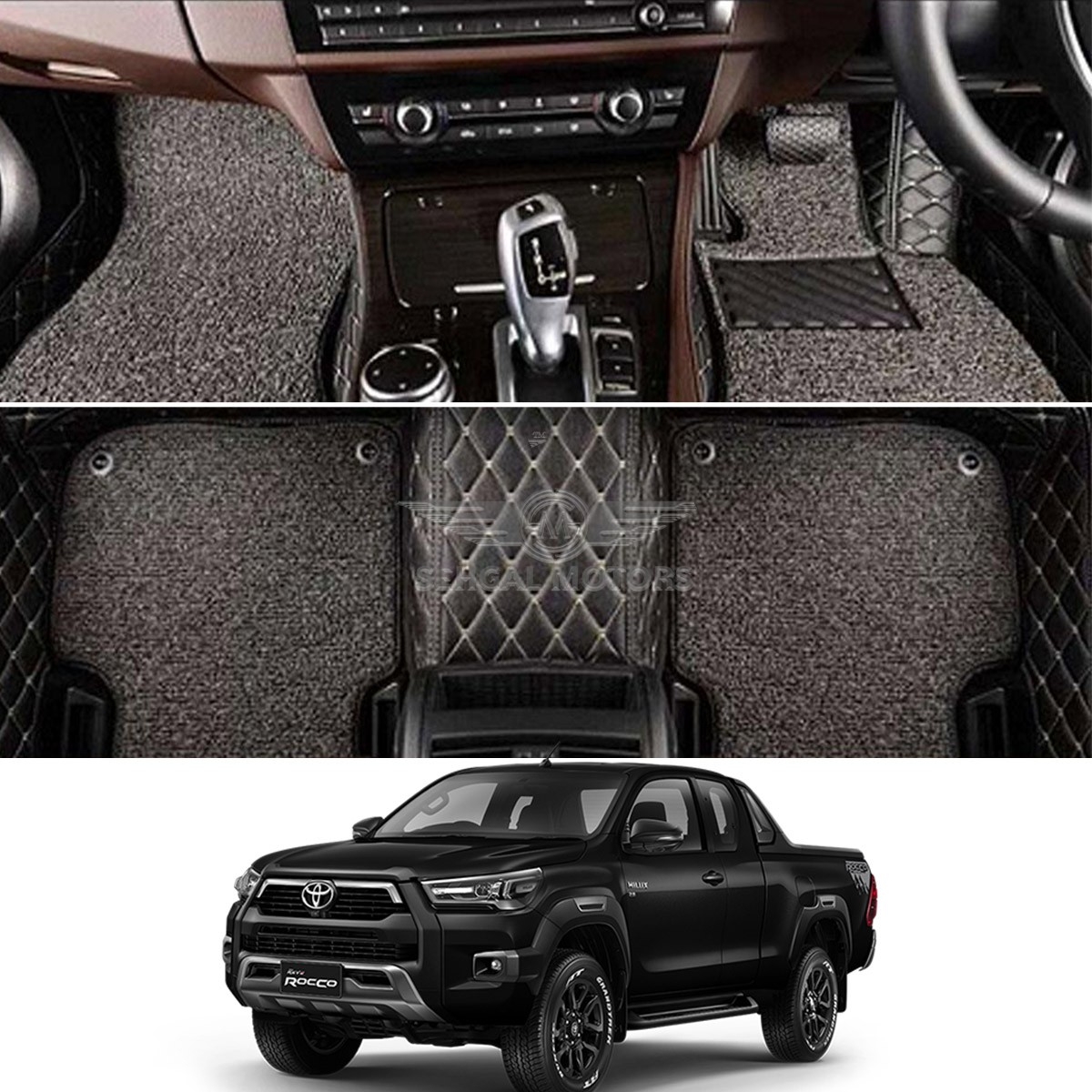 Toyota Hilux Revo 7D Eco Floor Mat Black with Black 3pcs Model 2017-2021