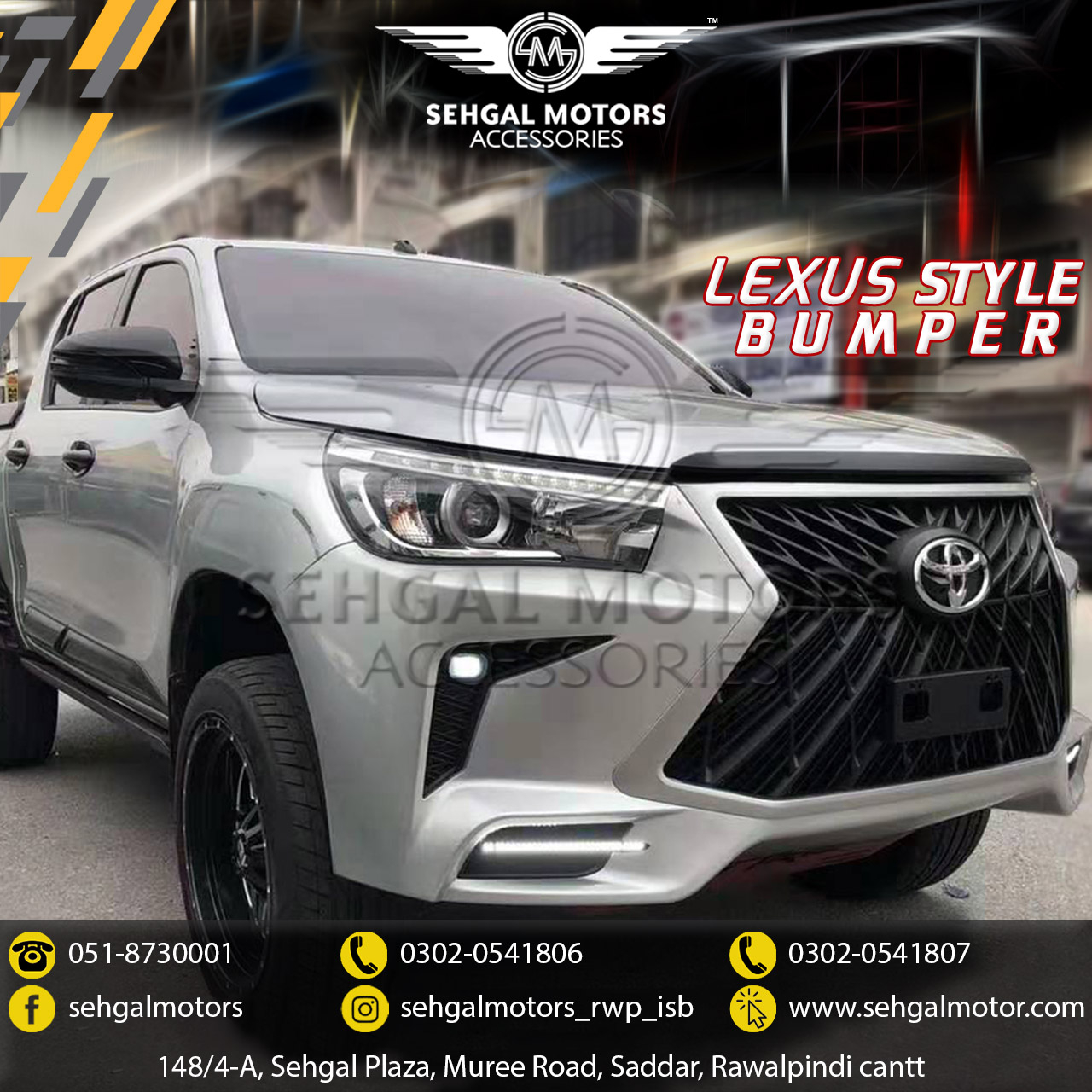 Toyota Hilux Revo Front Bumper Lexus Style with DRL White