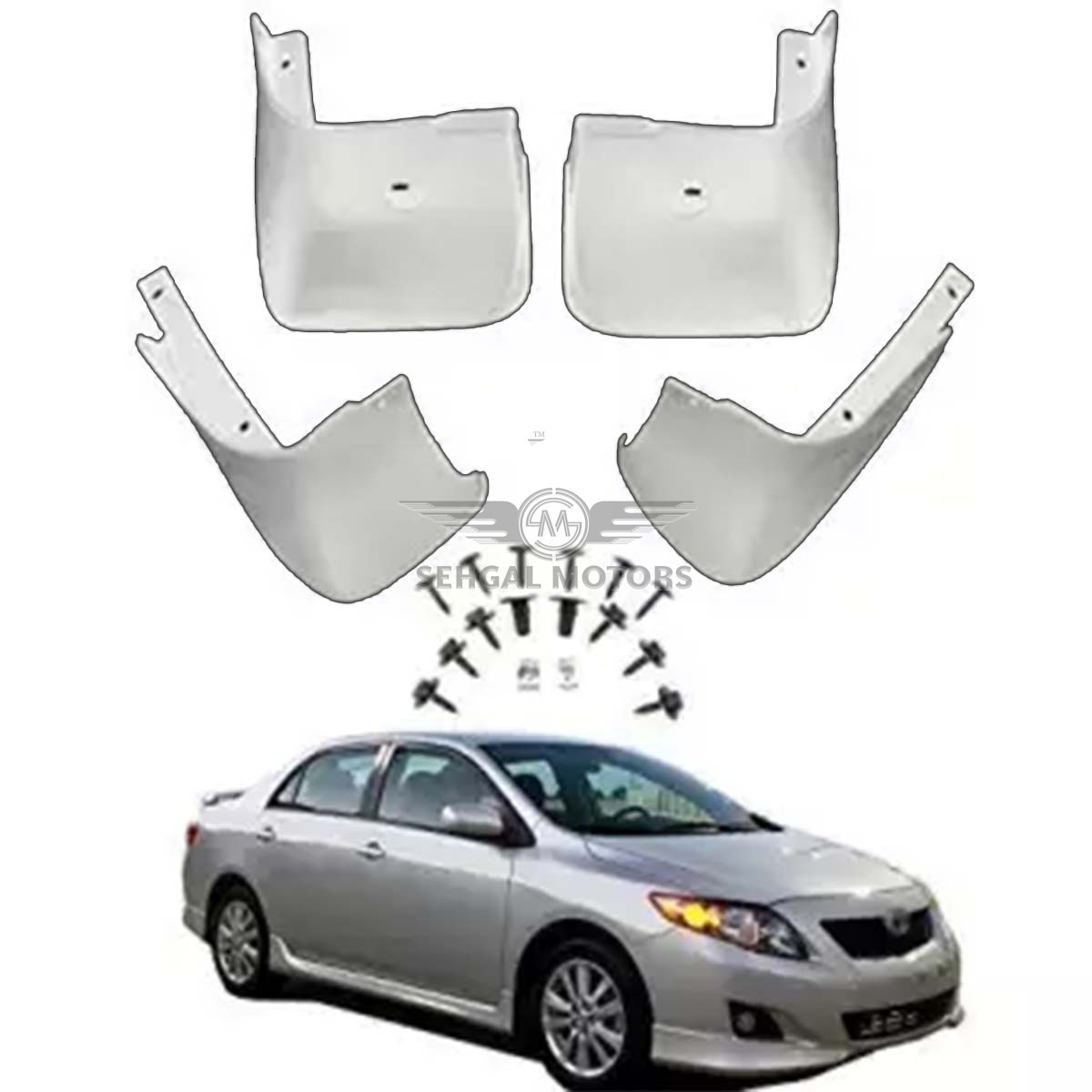 Toyota Corolla Mud Flaps white Model 2012
