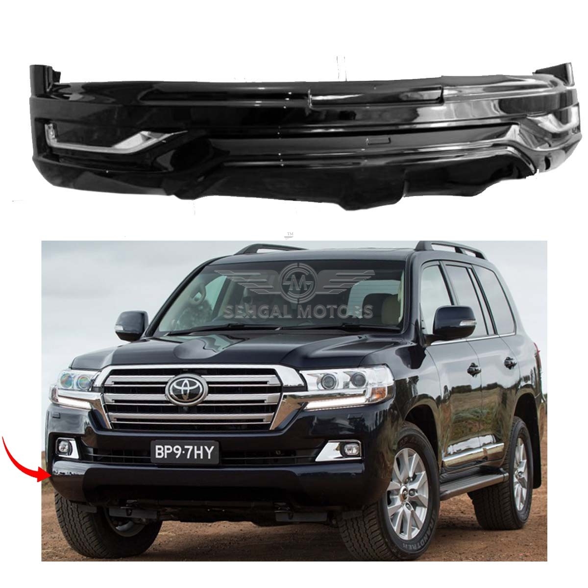 Toyota Land Cruiser FJ200 Front Body Kit / Lip Modellista with LED (Black) 2016-2021