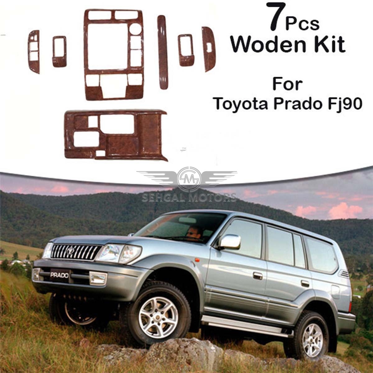 Toyota Prado FJ90 Interior Wooden Kit (7 PCS) Model 1996-2002
