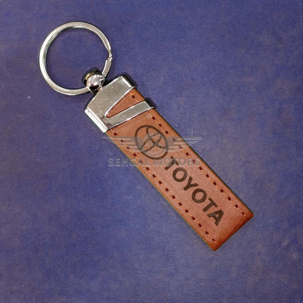 Toyota Leather Strip Key Chain Large-Brown