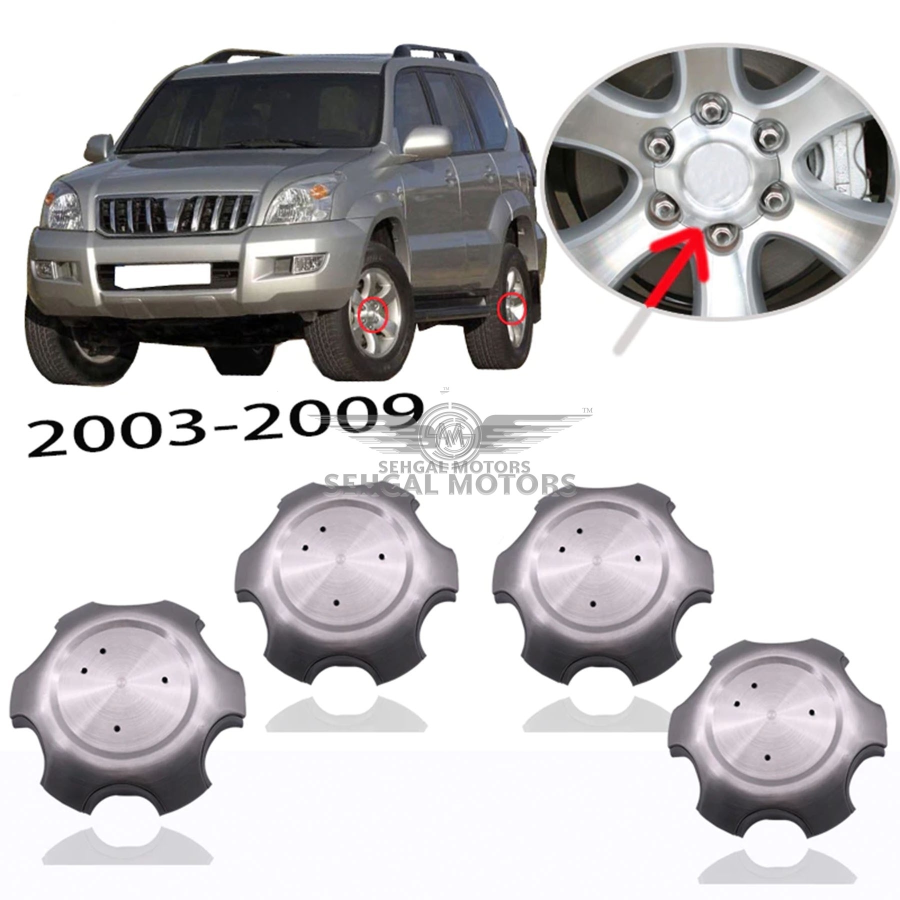 Toyota Prado Fj120 Wheel Cup Set of 4 Model 2002-2009