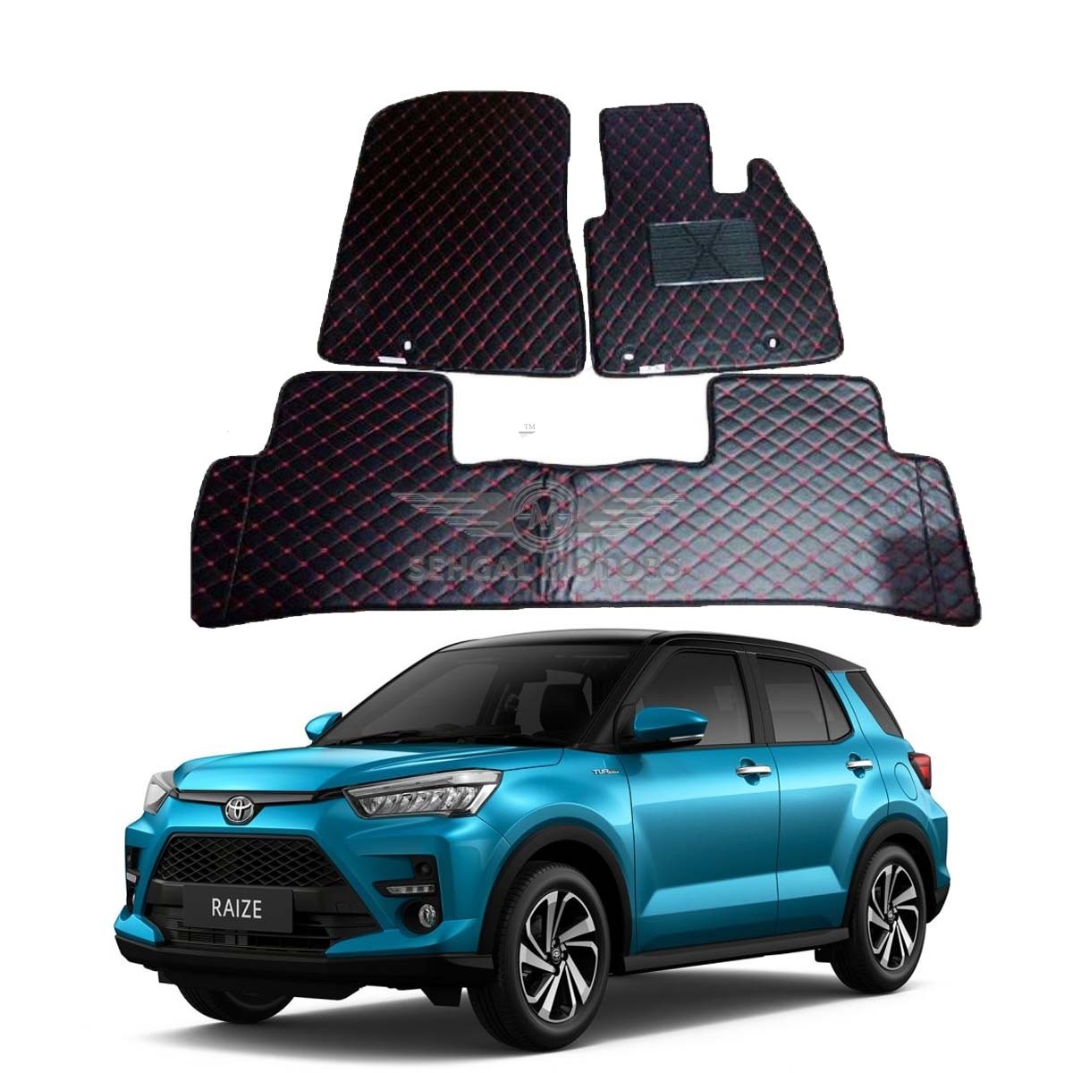 Toyota CH-R 7d ECO Floor Mat Black With Red Stitch