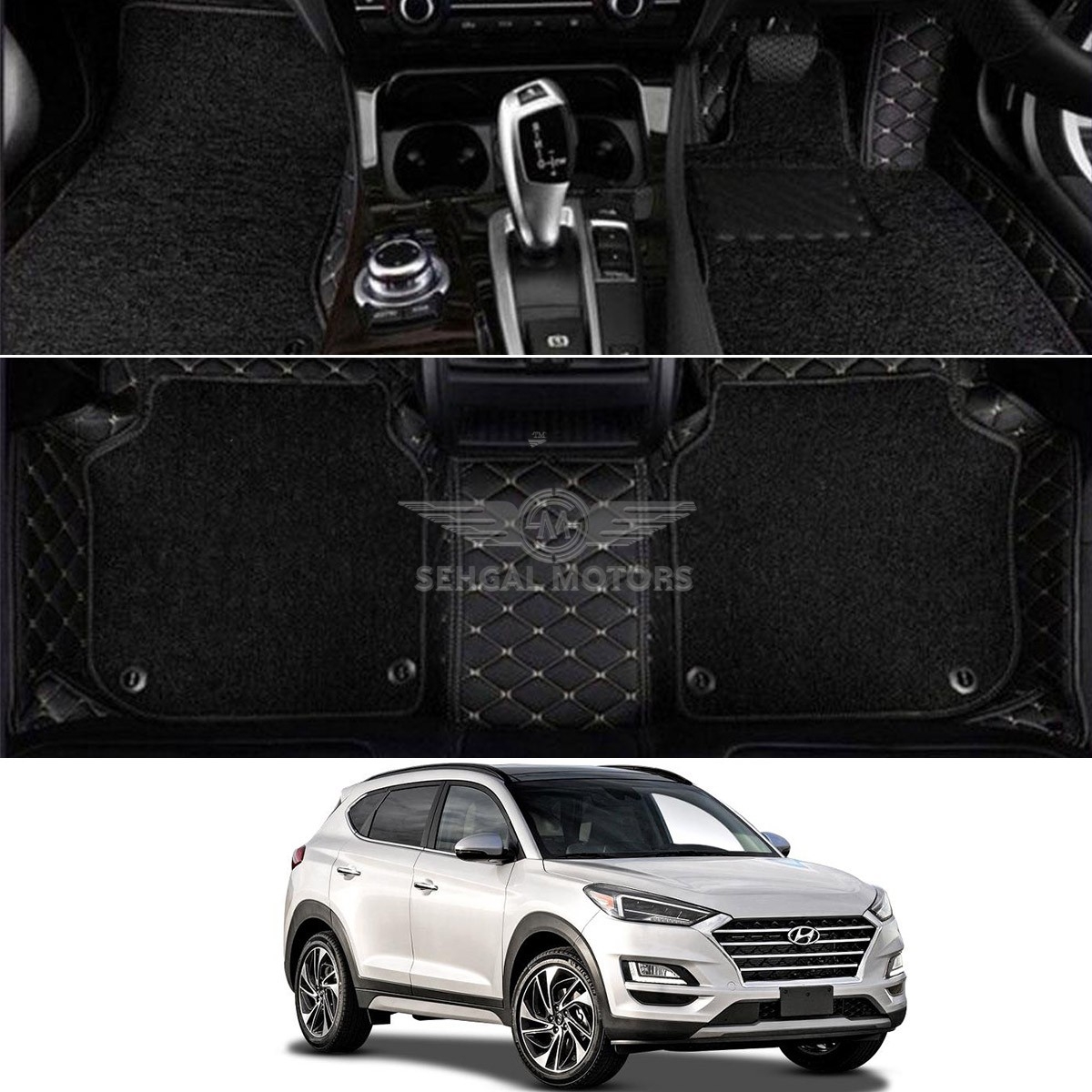 Hyundai Tucson 9D Floor Mat Black with Beige 3pcs Model 2020-2021