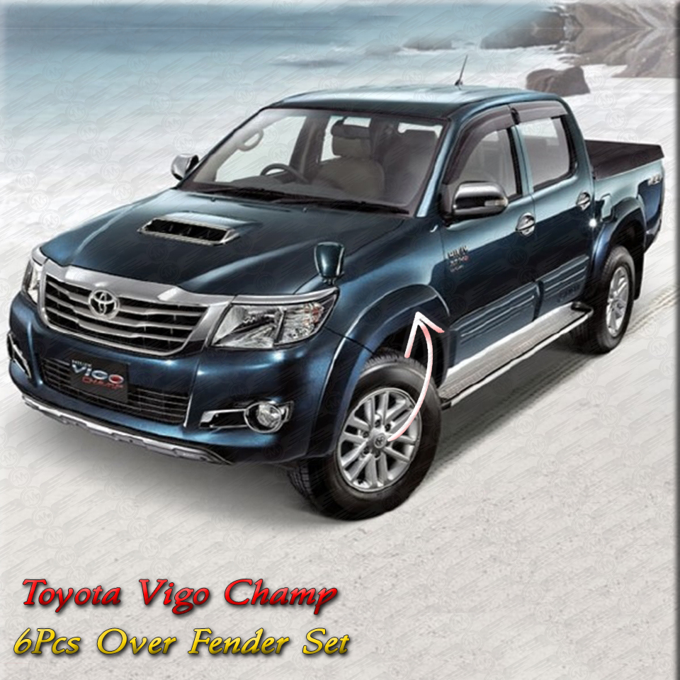 Toyota Hilux Vigo Champ Over Fender OEM Style White 6Pcs set Model 2006-2016