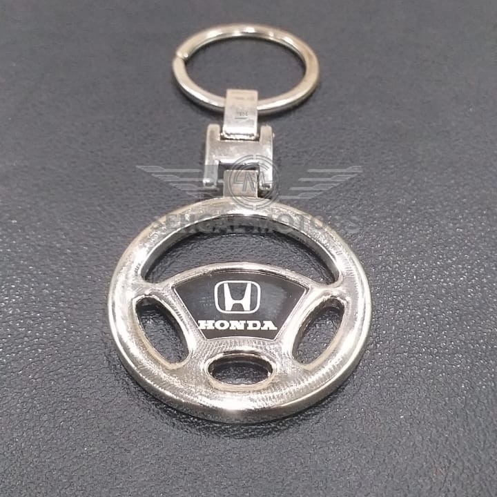 Honda Steering Metal Key Chain - Black