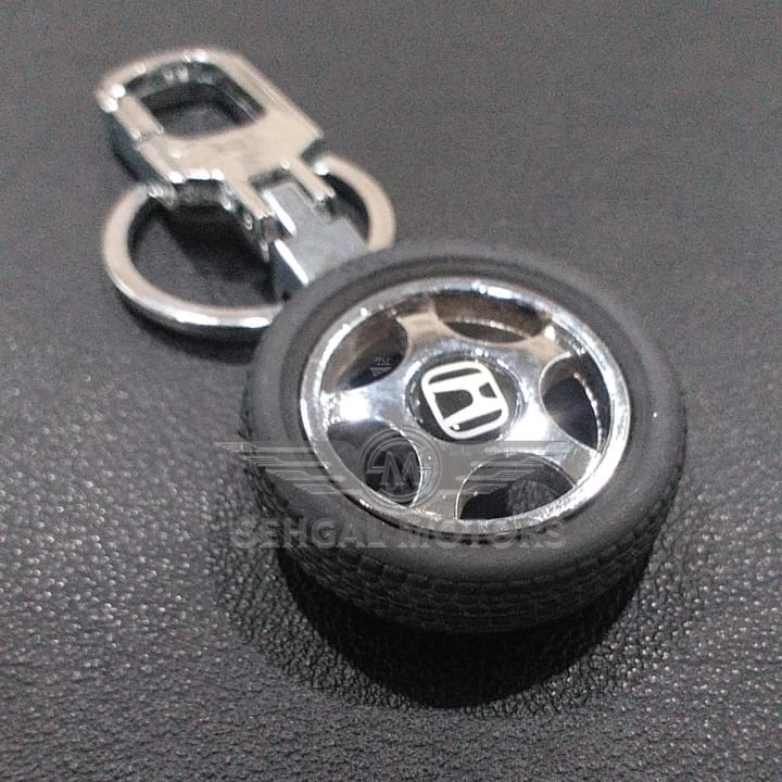Honda Tyer Spring Key Chain With Logo - Black