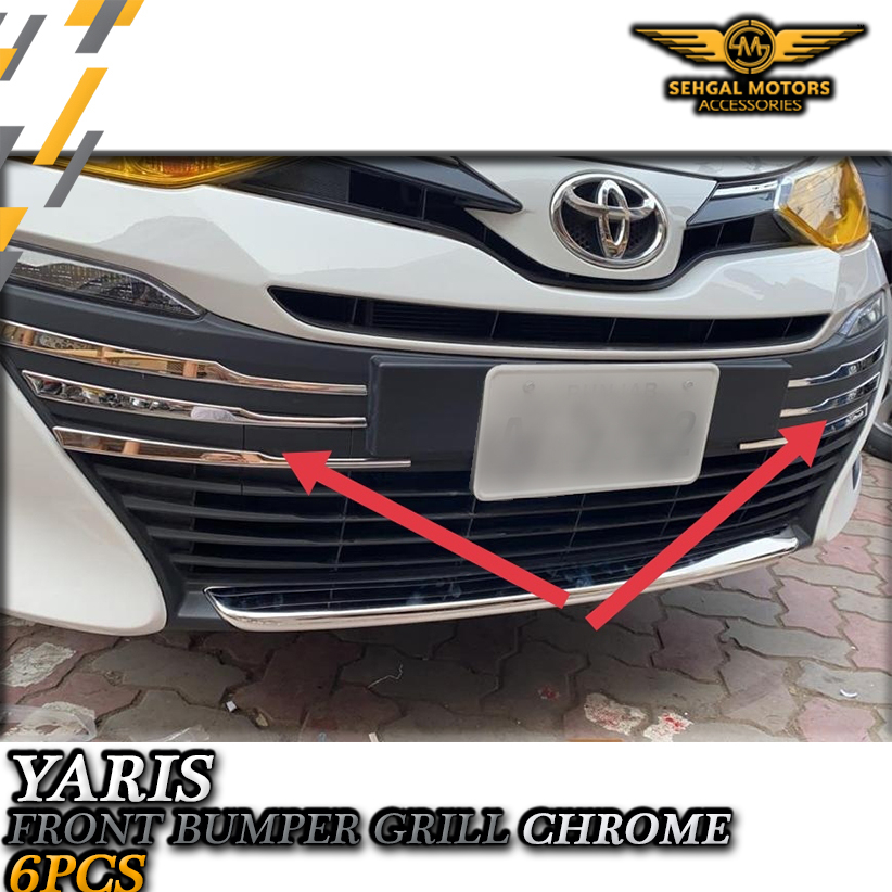 Toyota  Yaris Front Bumper Grill Middle Chrome 6Pcs Model 2017