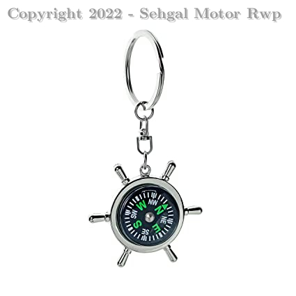 Key Chain Compass in Ship Wheel Chrome