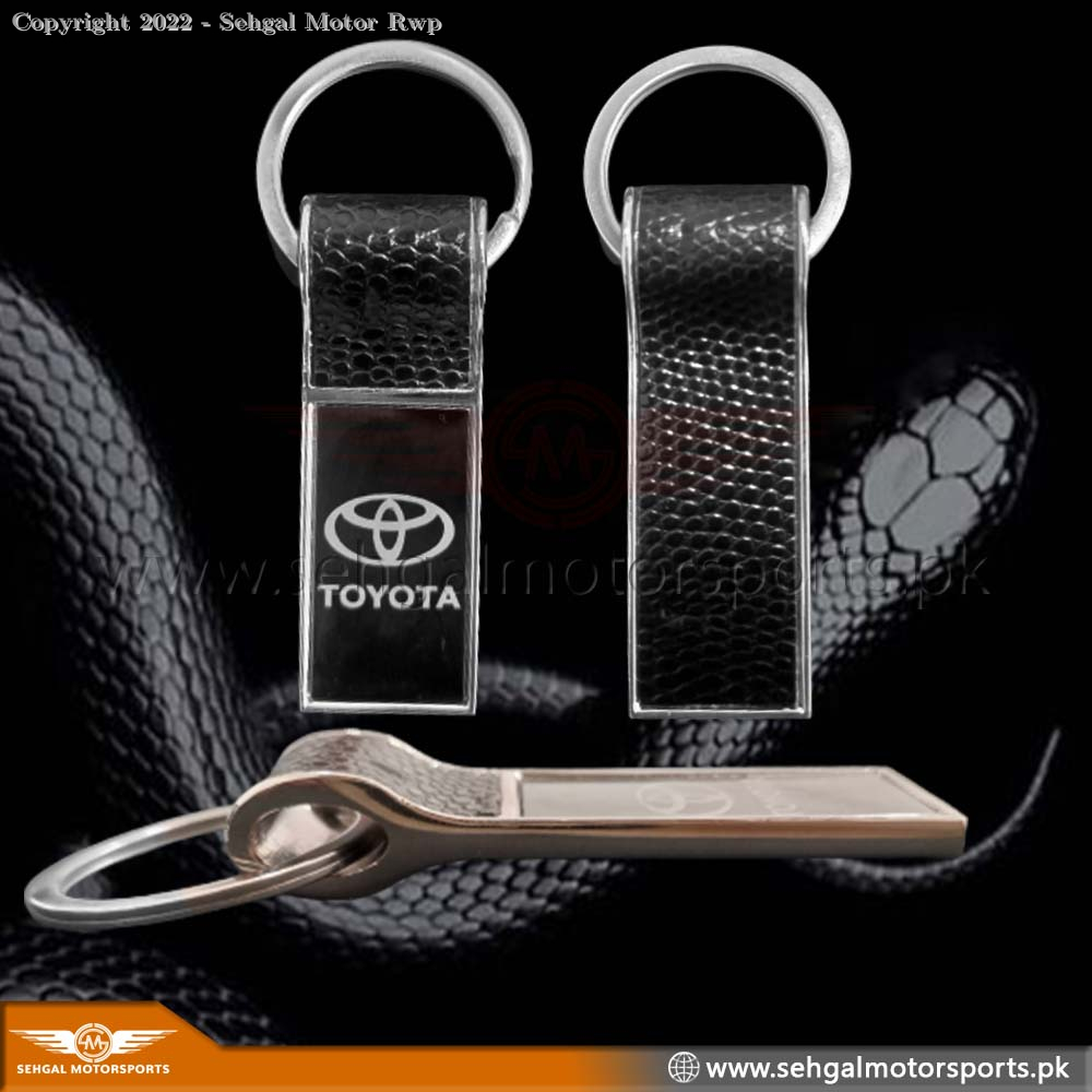 Metal Keychain Snake Skin Leather