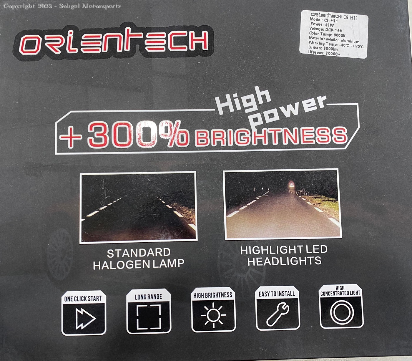 Orien Tech C9-H11 45W, 3450 lumen.