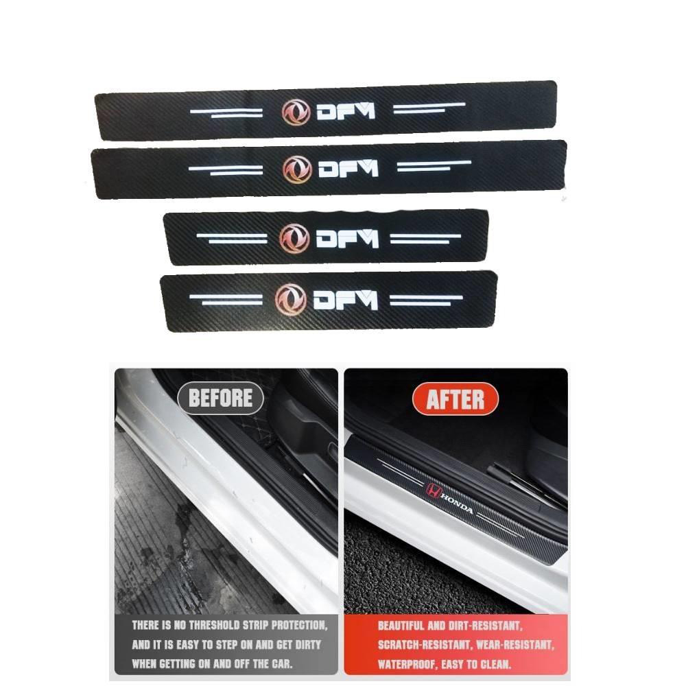 DFM/DFSK Logo Side Door Edge Guard Door Sill Scuff Plate Protection Strips Carbon Fiber