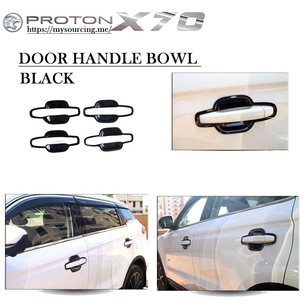 Proton X70 Door Handle Bowl Protector (4pcs Set) Steel Black Model 2020-2022