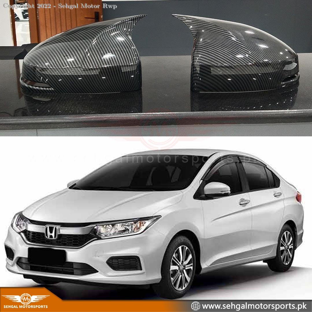 Honda City Bat Man Style Carbon Fiber Side Mirror Cover Pair Model 2022-2023