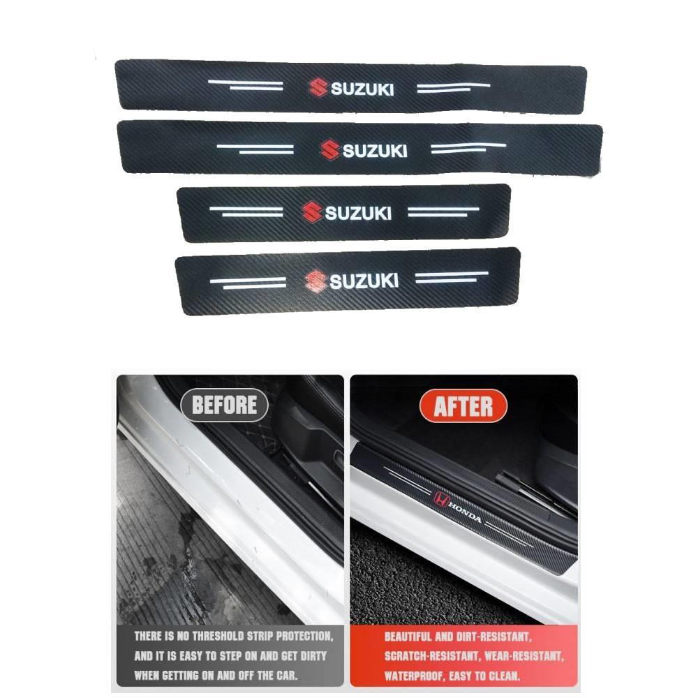 Suzuki Logo Side Door Edge Guard Door Sill Scuff Plate Protection Strips Carbon Fiber