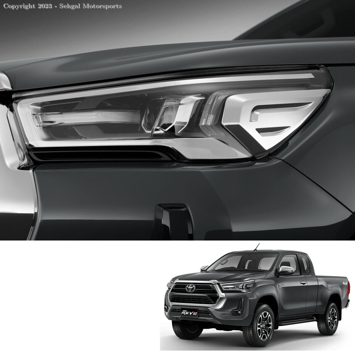 Toyota Hilux Revo Head Light CHROME UPGRADE to Model 2022 (KX-B-170-C)