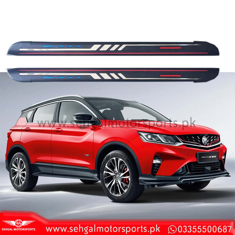 Proton X70 Side Steps B Style Aluminum fiber Silver Model 2020-2022