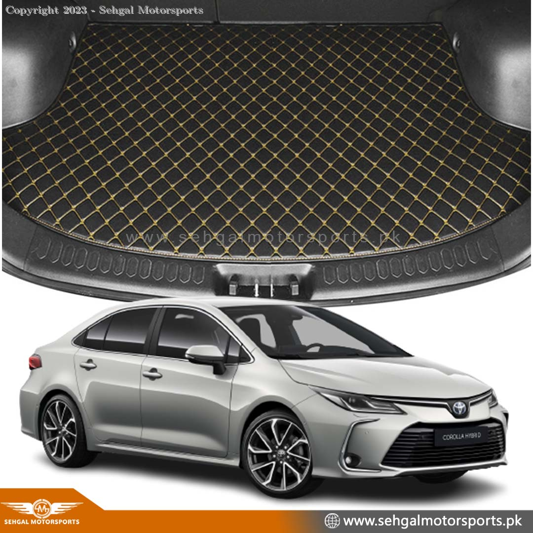 Toyota Corolla 7D Eco Trunk Mat Black With Beige Stitch Model 2017-2021