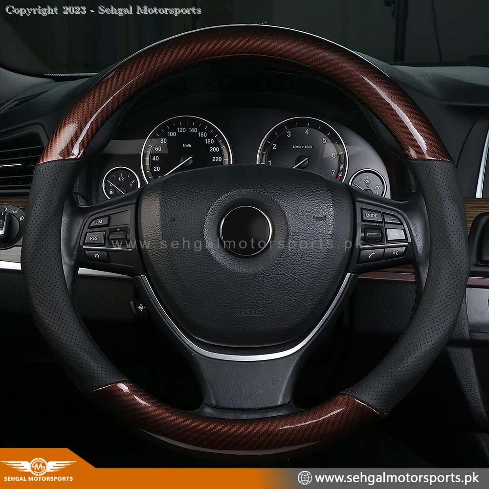 Universal Leather Steering Cover Carbon