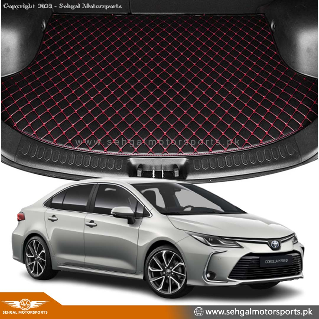 Toyota Corolla 7D Eco Trunk Mat Black With Red Stitch Model 2022-2023