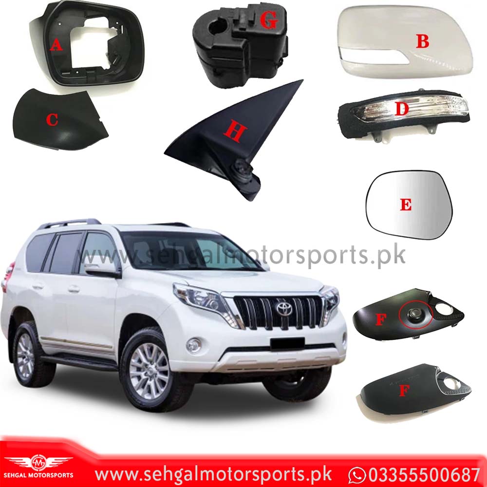 Toyota Prado FJ150 Door Mirror Assembly Complete Kit (White) Model 2009-2018