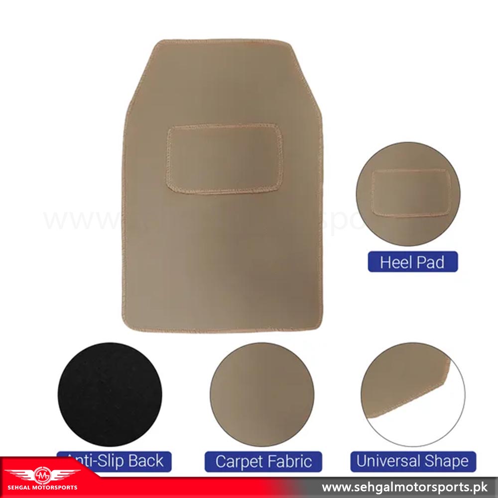 Universal Rubber Floor Mat Beige 5Pcs