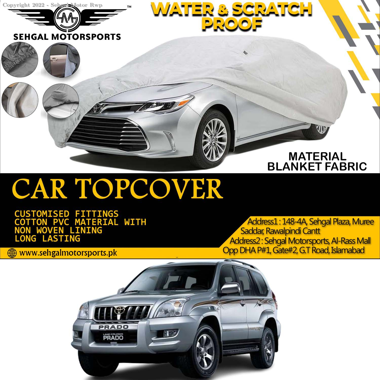Toyota Prado Fj120 Top Cover Blanket Fabric Model 2003-2008